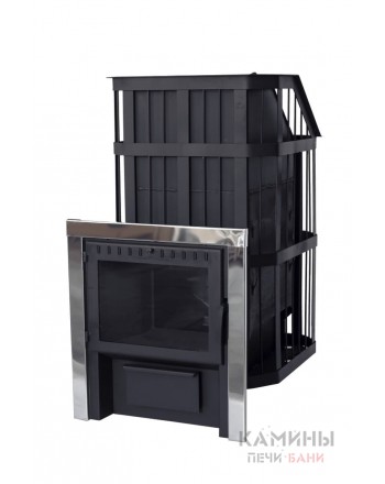 Печь Сибирь с закрытой каменкой с панорамной дверцей