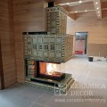Изорцовый камин "Византия" с подиумом под телевизор и П-образной топкойАСТОВ П3С 53(84)57