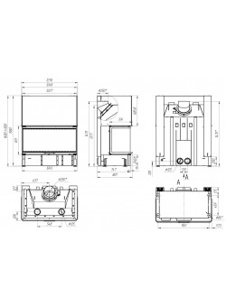 Каминная топка ДЕЛЬТА 1200 B три стекла принтинг черный шамот