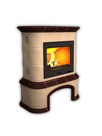 Изразцовый камин Прованс пристенный однотонный В с дровником