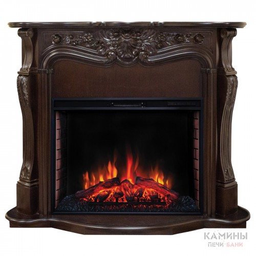 Каминокомплект ELLADA/ЭЛЛАДА Античный дуб с очагом Электроочаг EPSILON/ЭПСИЛОН 33