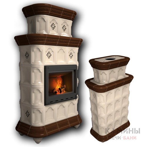 Изразцовый камин Истра КимрПечь центральный двухъярусный однотонный B 