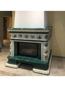 Изразцовая облицовка изразцами "Охота" топки Астов М700