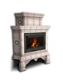 Изразцовый камин Кострома угловой двухъярусный однотонный А