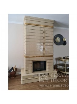 Современный камин в облицовке Брикс с топкой Romotop HEAT 3G L 66.50.01.