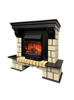 Электрокамин Stone AO с очагом Majestic Lux BL S