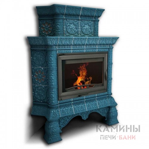 Изразцовый камин Кострома КимрПечь угловой двухъярусный однотонный В
