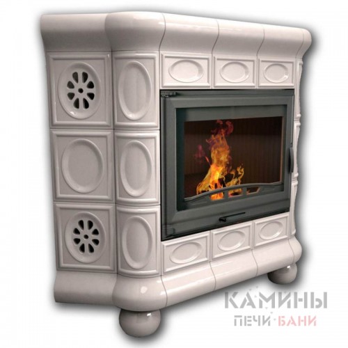 Изразцовый камин Медальон КимрПечь угловой однотонный А Изразцовый камин Медальон КимрПечь угловой однотонный А