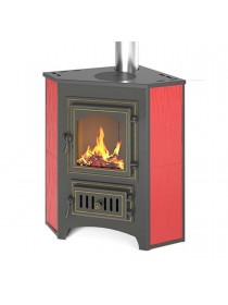 Печь-камин Везувий ПК-01 (220) с конфоркой УГЛОВОЙ, КРАСНЫЙ