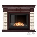 Каминокомплект: Биокамин Firelight BFP/P-2520, портал Bricks 25 камень бежевый, шпон темный дуб