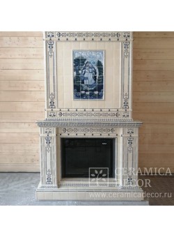Топка Астов ПС 10080 в облицовке изразцами из коллекции Альбион.