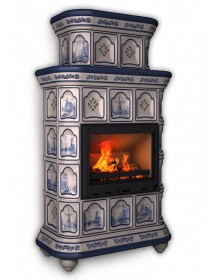 Изразцовый камин Истра пристенный двухъярусный Художественный