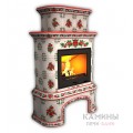 Изразцовый камин Прованс КимрПечь центральный двухъярусный с дровником Роспись