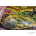 Облицовка камина из кирпича изразцами Ар-Деко с панно ручной росписи
