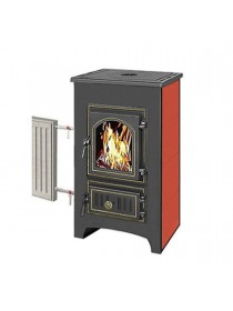 Печь-камин Везувий ПК-01 (270) КРАСНЫЙ с плитой и теплообменником