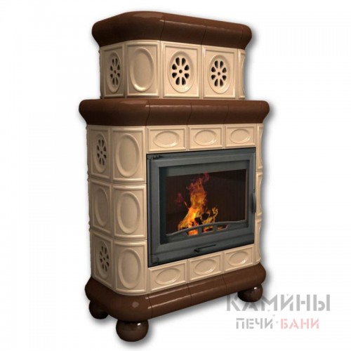 Изразцовый камин Медальон КимрПечь пристенный двухъярусный однотонный В Изразцовый камин Медальон КимрПечь пристенный двухъярусный однотонный В
