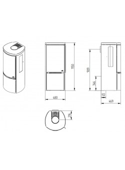 Печь-камин Jydepejsen Cozy Modern Sideglass