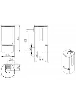 Печь-камин Jydepejsen Cozy Modern Low с боковым стеклом