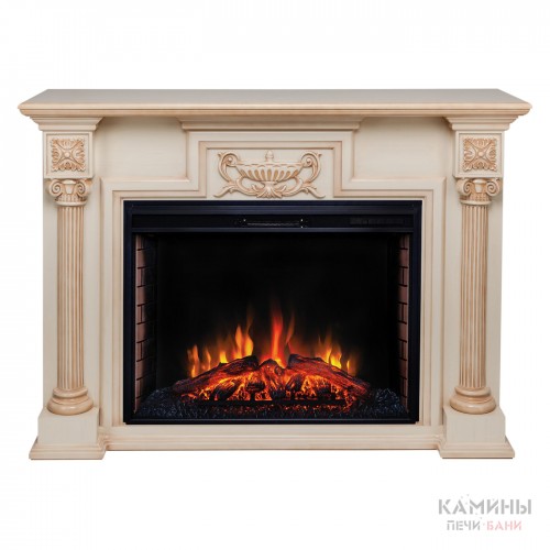 Каминокомплект LONDON/ЛОНДОН Бежевый дуб с бежевой патиной с очагом Электроочаг EPSILON/ЭПСИЛОН 33