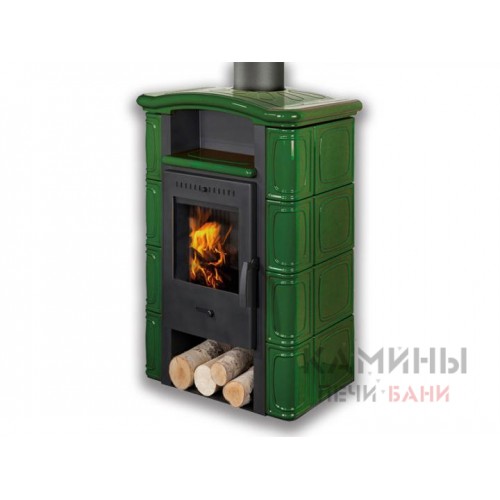 Печь-камин кафельная Gerona зеленая Печь-камин кафельная Gerona зеленая