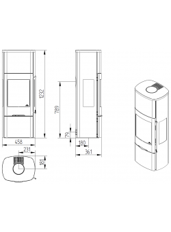 Печь-камин Jydepejsen Senza High с боковым стеклом
