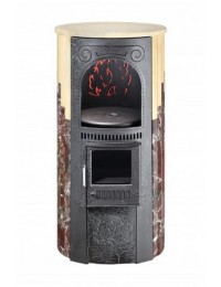 Печь отопительно-варочная Лада Россо Леванте + "Окаменевшее дерево"