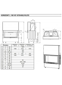 Каминная топка KOBOK Chopok L 100, VD 1070×570 с подъемом
