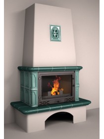 Изразцовый камин Гефест пристенный с коробом однотонный В