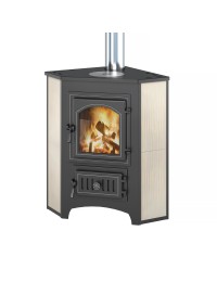 Печь-камин Везувий ПК-01 (220) с конфоркой УГЛОВОЙ, БЕЖЕВЫЙ