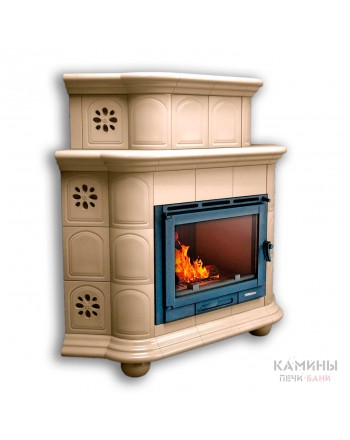 Изразцовый камин Прованс угловой двухъярусный однотонный А