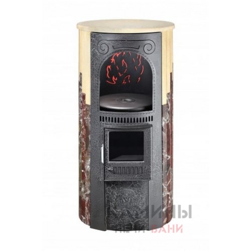 Печь отопительно-варочная Ферингер Лада Ламель Россо Леванте + "Окаменевшее дерево"