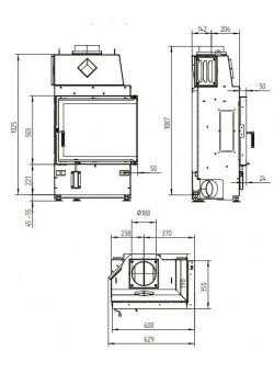 Каминная топка Hoxter ECKA 60/35/50SR Правосторонняя