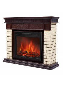 Каминокомплект Firelight: Очаг EFP/P- 2520LS, портал Bricks 25 камень бежевый, шпон темный дуб