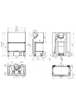 Каминная топка ДЕЛЬТА 1000 K три стекла