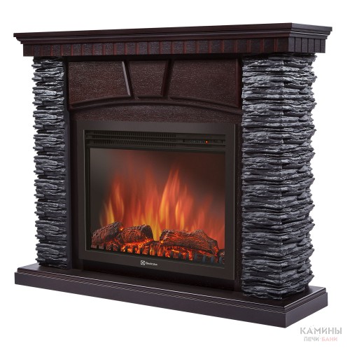 Каминокомплект:Очаг Electrolux EFP/P- 2520LS с порталом Porto 25 камень черный, шпон венге Каминокомплект:Очаг Electrolux EFP/P- 2520LS с порталом Porto 25 камень черный, шпон венге