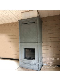 Современный изразцовый камин "Сохо". Эмаль: Серый графит