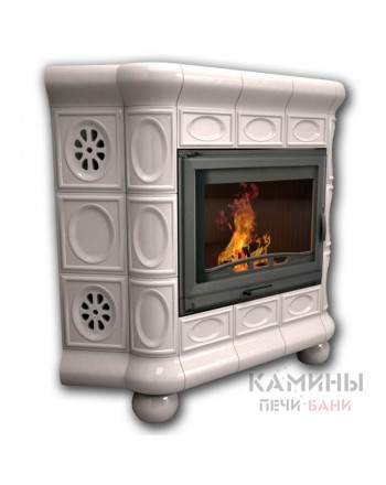 Изразцовый камин Медальон угловой однотонный А