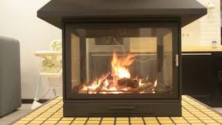 Камин Cube в процессе растопки
