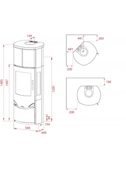 Печь-камин Lotus PRIO M Indian Night - with side glass panel