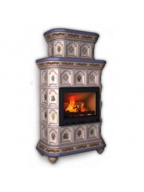 Изразцовый камин Истра пристенный двухъярусный Роспись