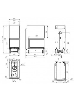 Каминная топка ДЕЛЬТА 900 P три стекла подовое горение принтинг