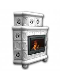 Изразцовый камин Медальон угловой двухъярусный однотонный А