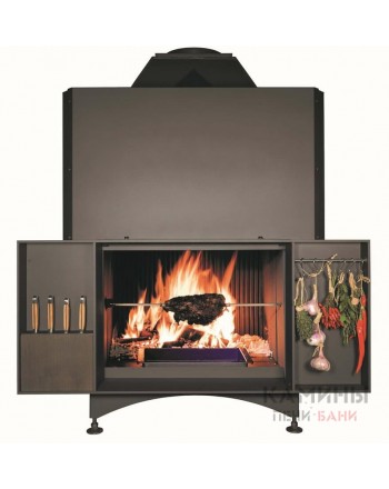 Топка-камин Brunner Urfeuer 50/66 кухонный с грилем, функциональными нишами