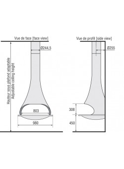 Пристенный подвесной камин Tatiana 997 JC Bordelet