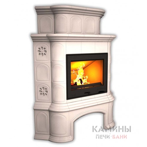 Изразцовый камин Прованс КимрПечь угловой двухъярусный однотонный А с дровником Изразцовый камин Прованс КимрПечь угловой двухъярусный однотонный А с дровником